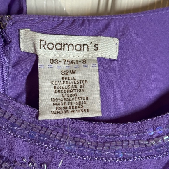 Mother of the bride Roamans Women's Plus Size Purple Beaded Dress Formal Size 32 - Picture 4 of 8